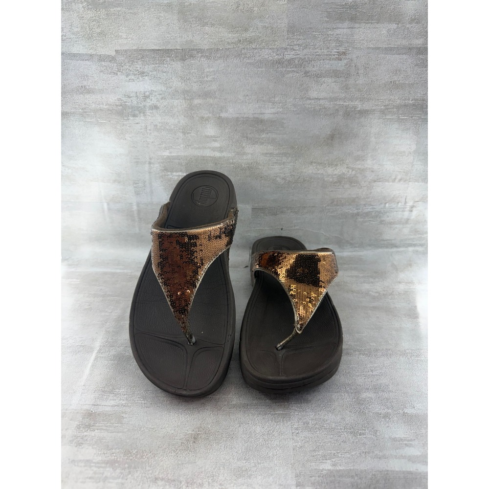 FitFlop Electra Bronze Sequin Microwobbleboard Sandals Women Sz 7 034-012